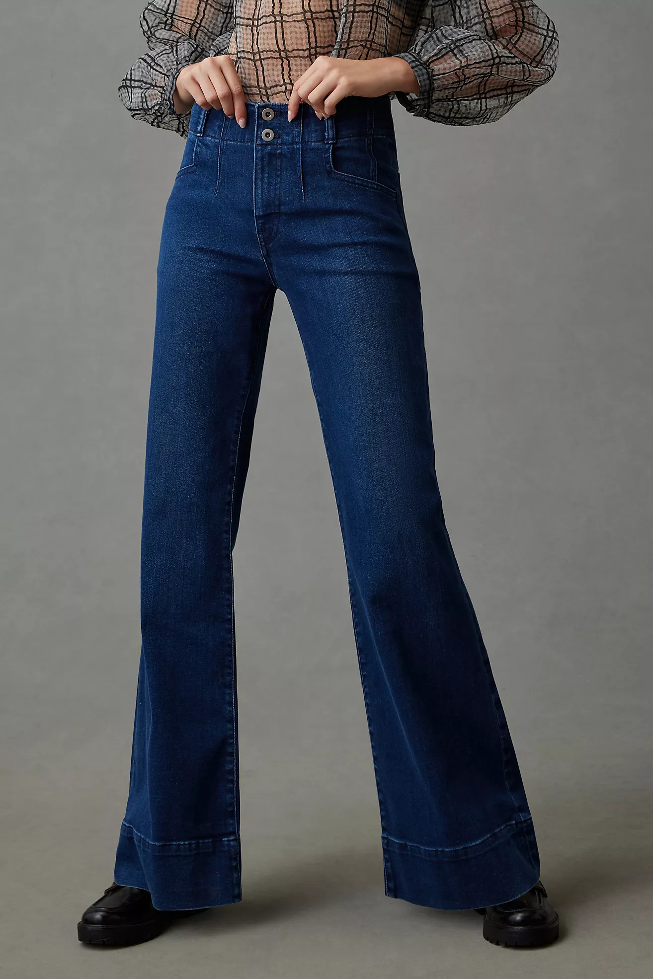 Maeve Corseted High-Rise Wide-Leg Jeans | Anthropologie (US)