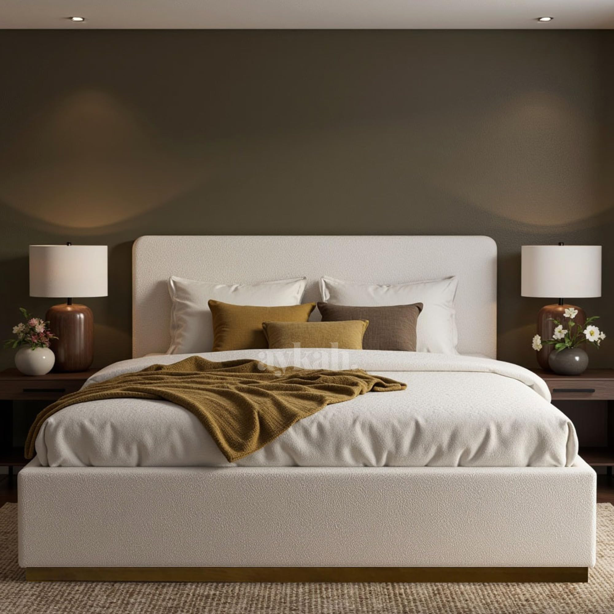 Aykah Eira Cloud Boucle Queen Bed Frame with Storage, Upholstered Headboard, Metal Bed Frame Quee... | Amazon (CA)