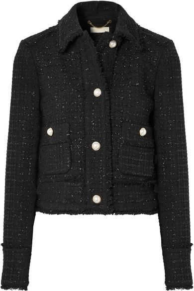 Cropped frayed metallic wool-blend tweed jacket | NET-A-PORTER (US)