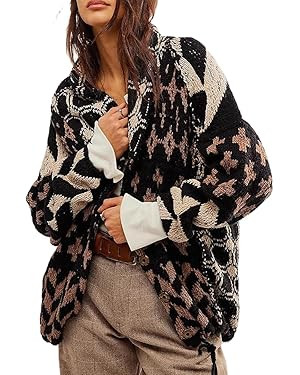 Colorful Cardigan Sweaters for Women Button Down Collar Oversized Sweater Coats Y2k Cardigans Fal... | Amazon (US)