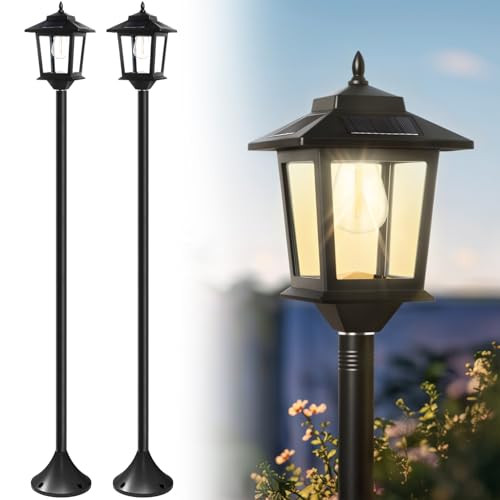 PASAMIC 63" Solar Lamp Post Light 2Pack, Outdoor Post Lights Waterproof, Pole Lights Outdoor, Dec... | Amazon (US)