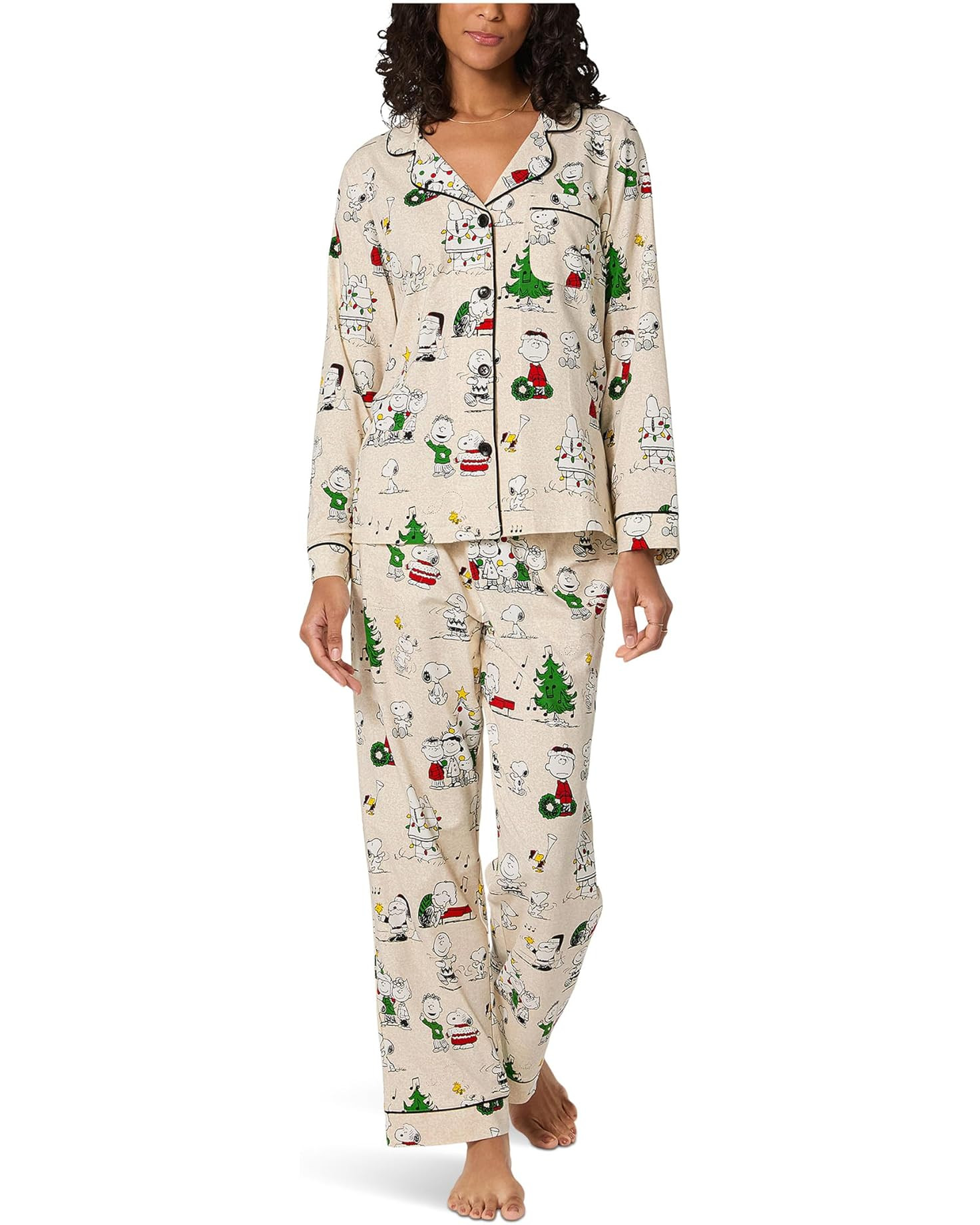 Peanuts Long Sleeve Classic Cotton Knit Pajama Set | Zappos