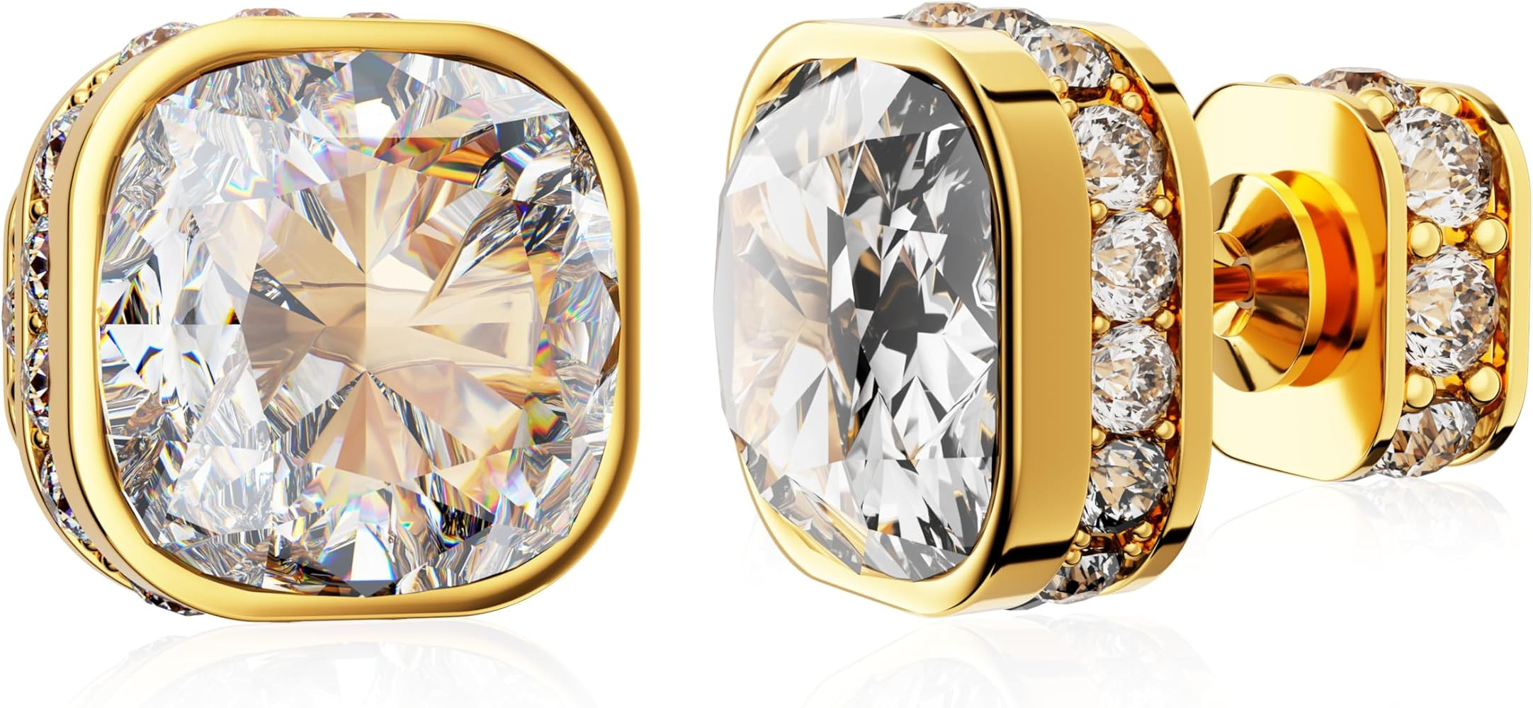 Cubic Zirconia Square Stainless Steel Earrings - Unique Design Women Decoration Jewelry - With Fo... | Amazon (US)