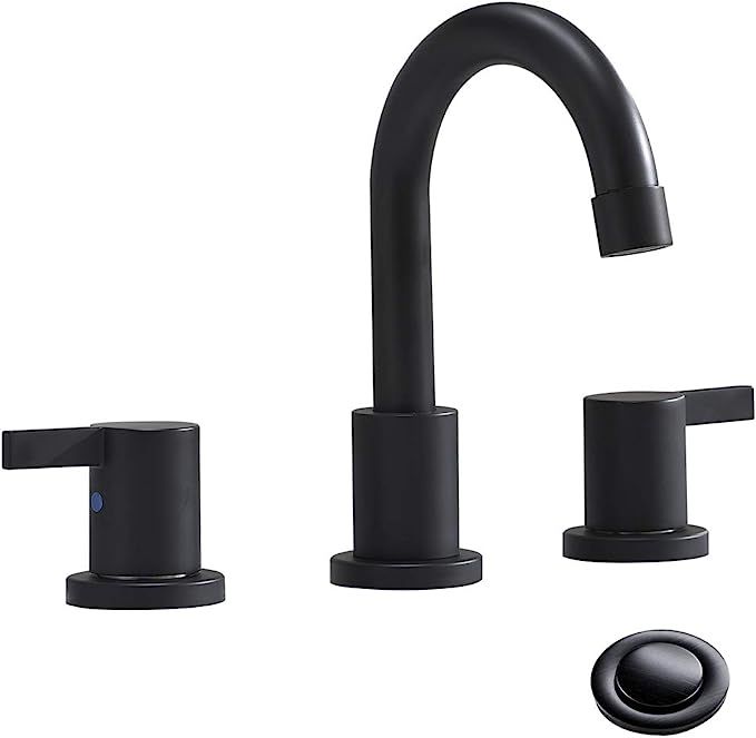 3-Hole Low-Arch 2-Handle Widespread Bathroom Faucets with Valve And Metal Pop-Up Drain Assembly,M... | Amazon (US)