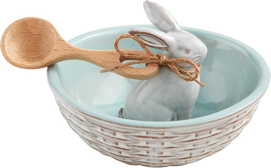 Mud Pie Bunny Bowl Tidbit, 5.75" dia x 4" spoon: 3.5", BLUE | Amazon (US)