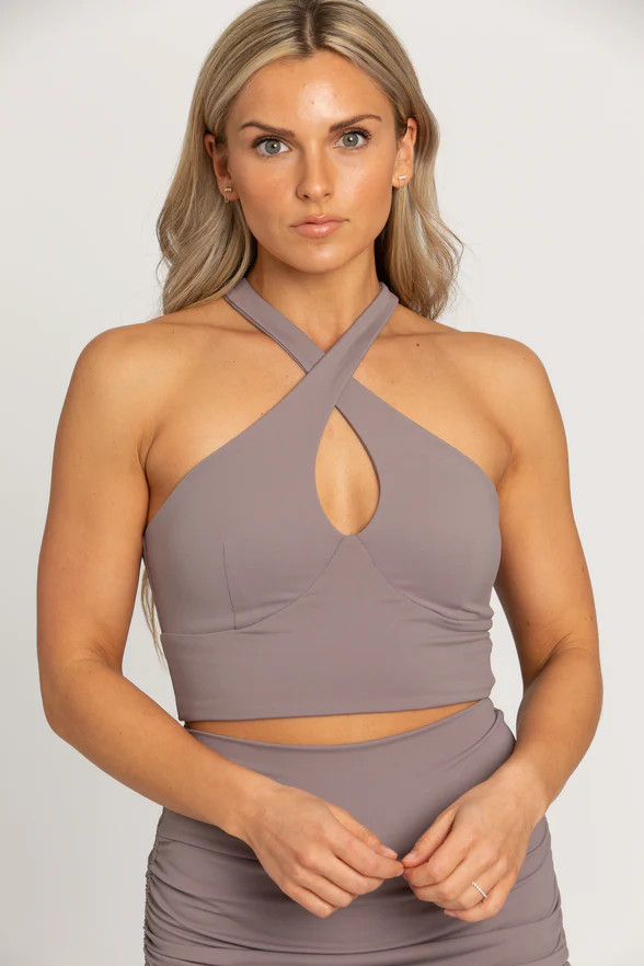 Dove Cross Over Yoga Top | Gold Hinge