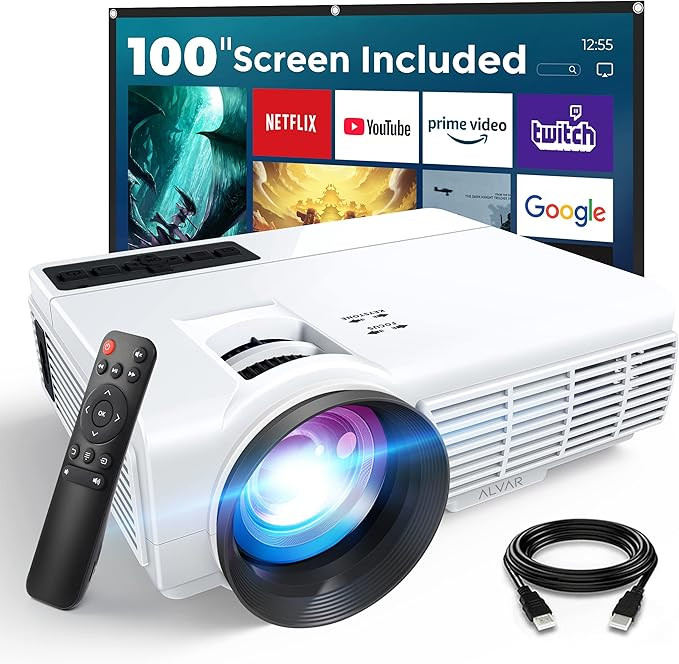 Amazon.com: ALVAR 8000 Lumens Mini Portable Projector (100" Screen Included), 1080P Supported Mov... | Amazon (US)