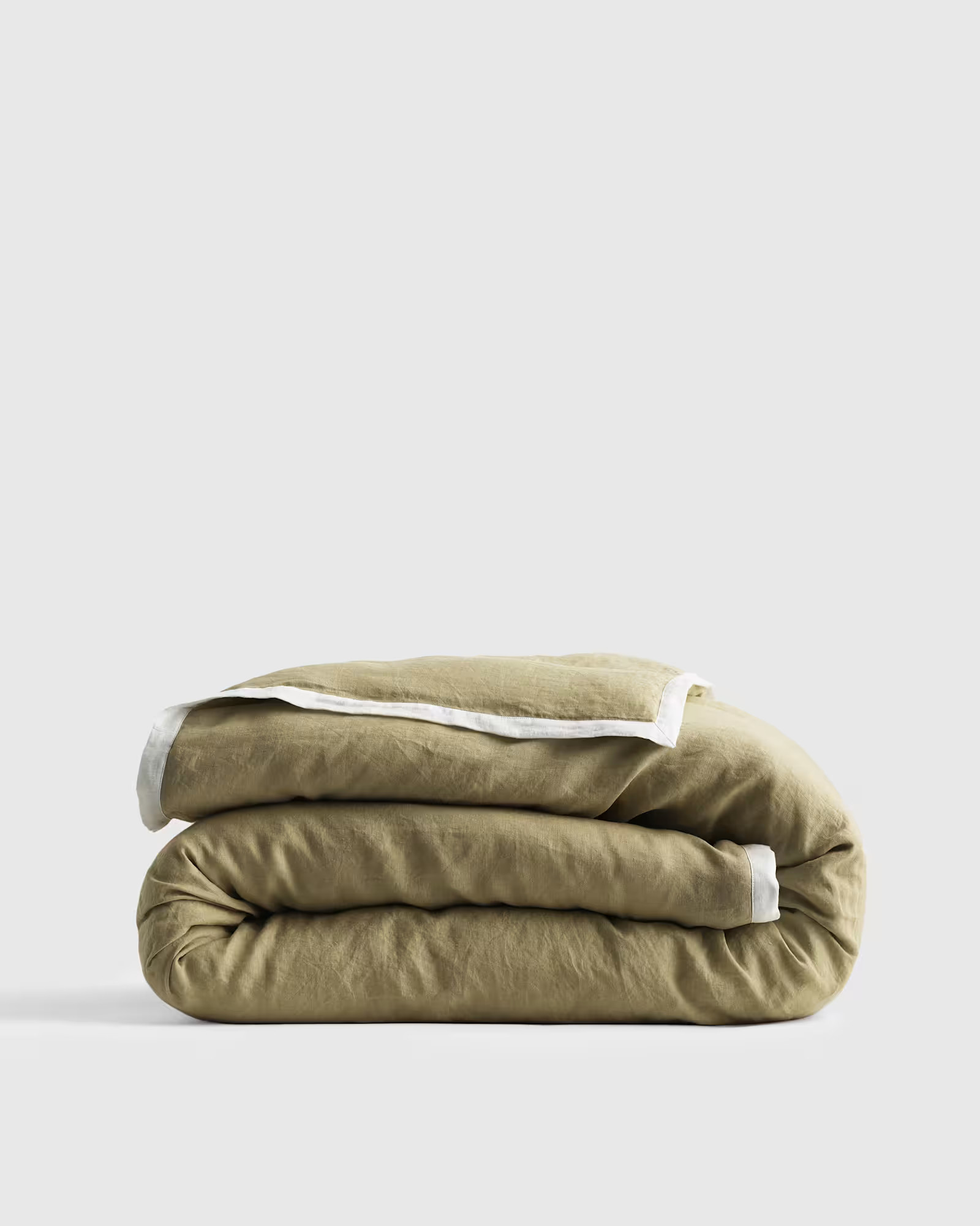European Linen Contrast Flange Duvet Cover | Quince