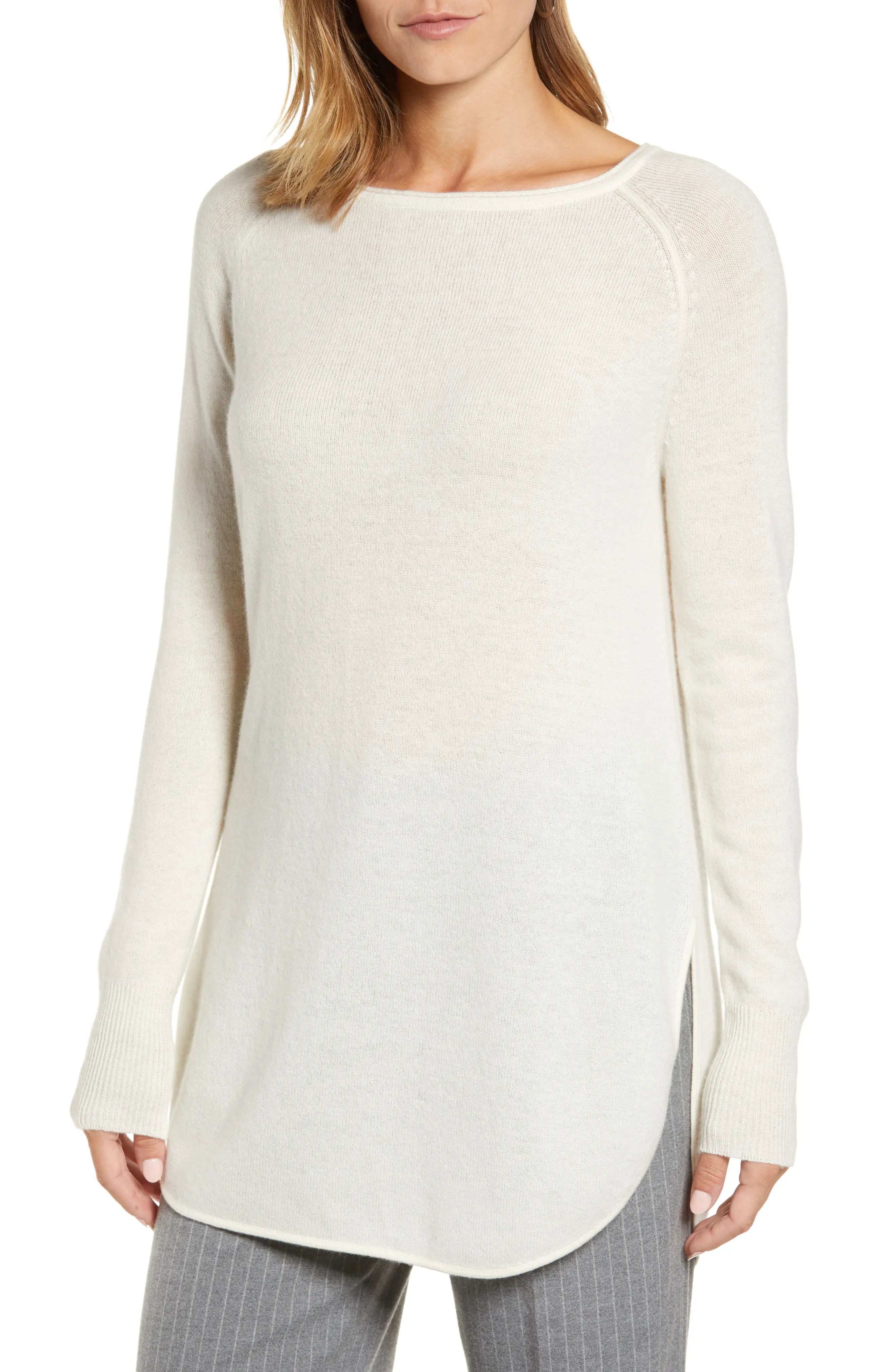 Shirttail Wool & Cashmere Boatneck Tunic | Nordstrom