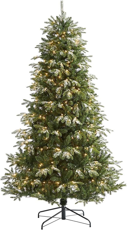 Nearly Natural 7ft. Snowed Grand Teton Artificial Christmas Tree with 500 Clear Lights and 1050 B... | Amazon (US)