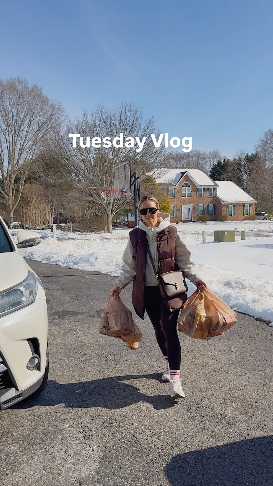 Wearing Lululemon scuba and wunder under leggings.  My vest is old from Tjmaxx but it’s size large which held a it look oversized 