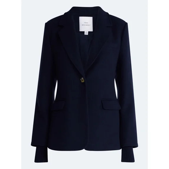 Free Assembly Women's and Women's Plus Single-Breasted Blazer with Ribbed Cuffs, Sizes XS-4X | Walmart (US)