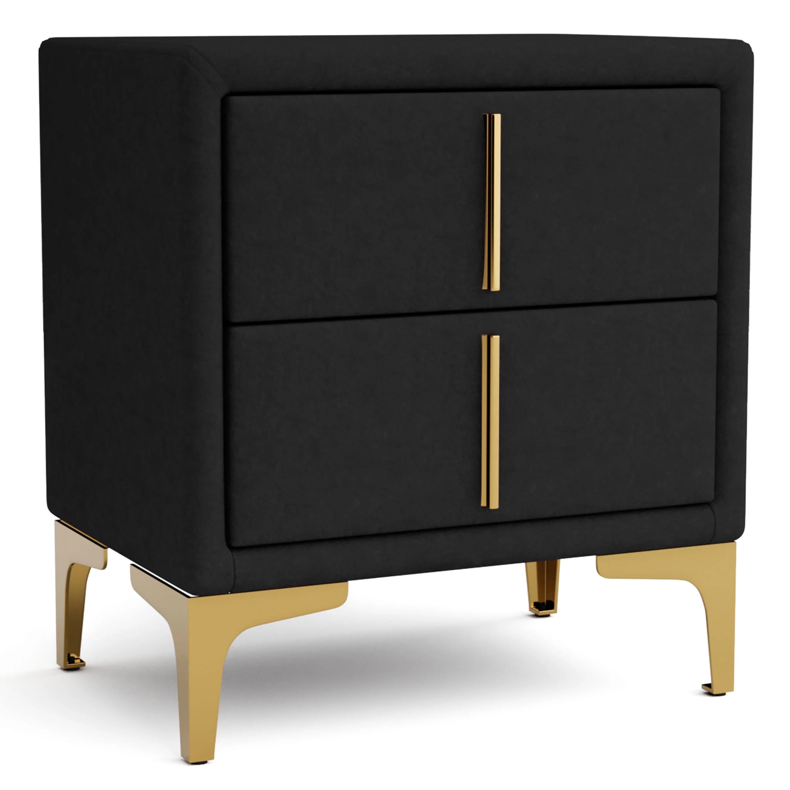 Furniture of America Gatsby Upholstered 2-Drawer Nightstand, Black - Walmart.com | Walmart (US)