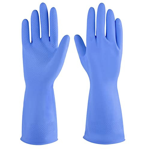Rubber cleaning gloves yellow 3 or 6 Pairs for Household,Reuseable dishwashing gloves for Kitchen, Blue | Amazon (US)