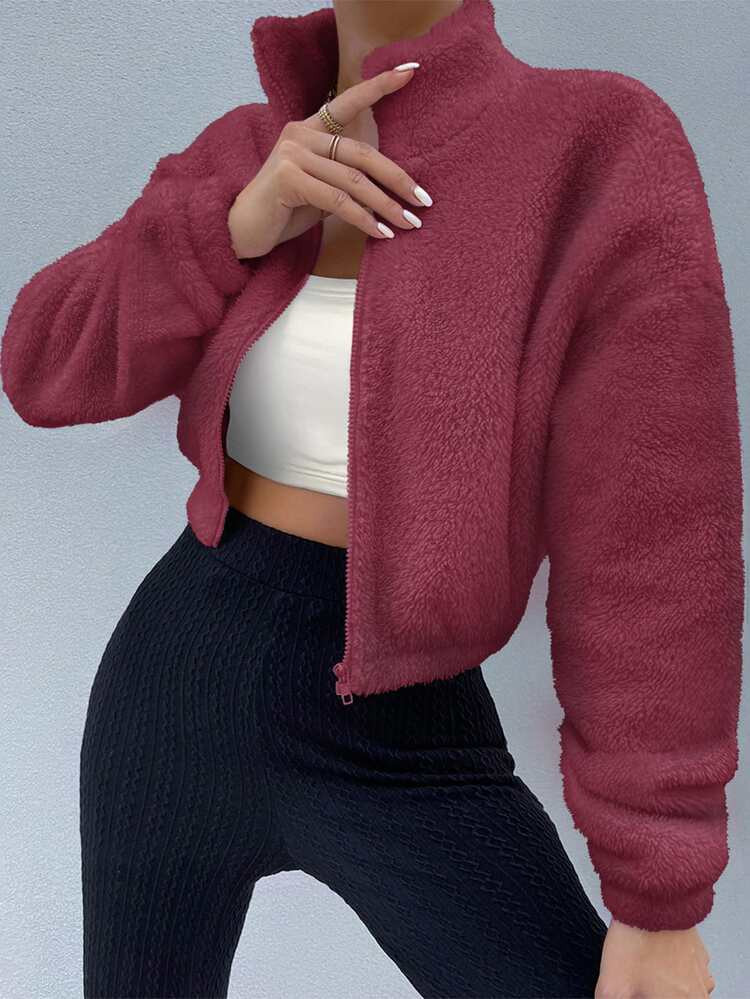 Drop Shoulder Zip Up Jacket | SHEIN