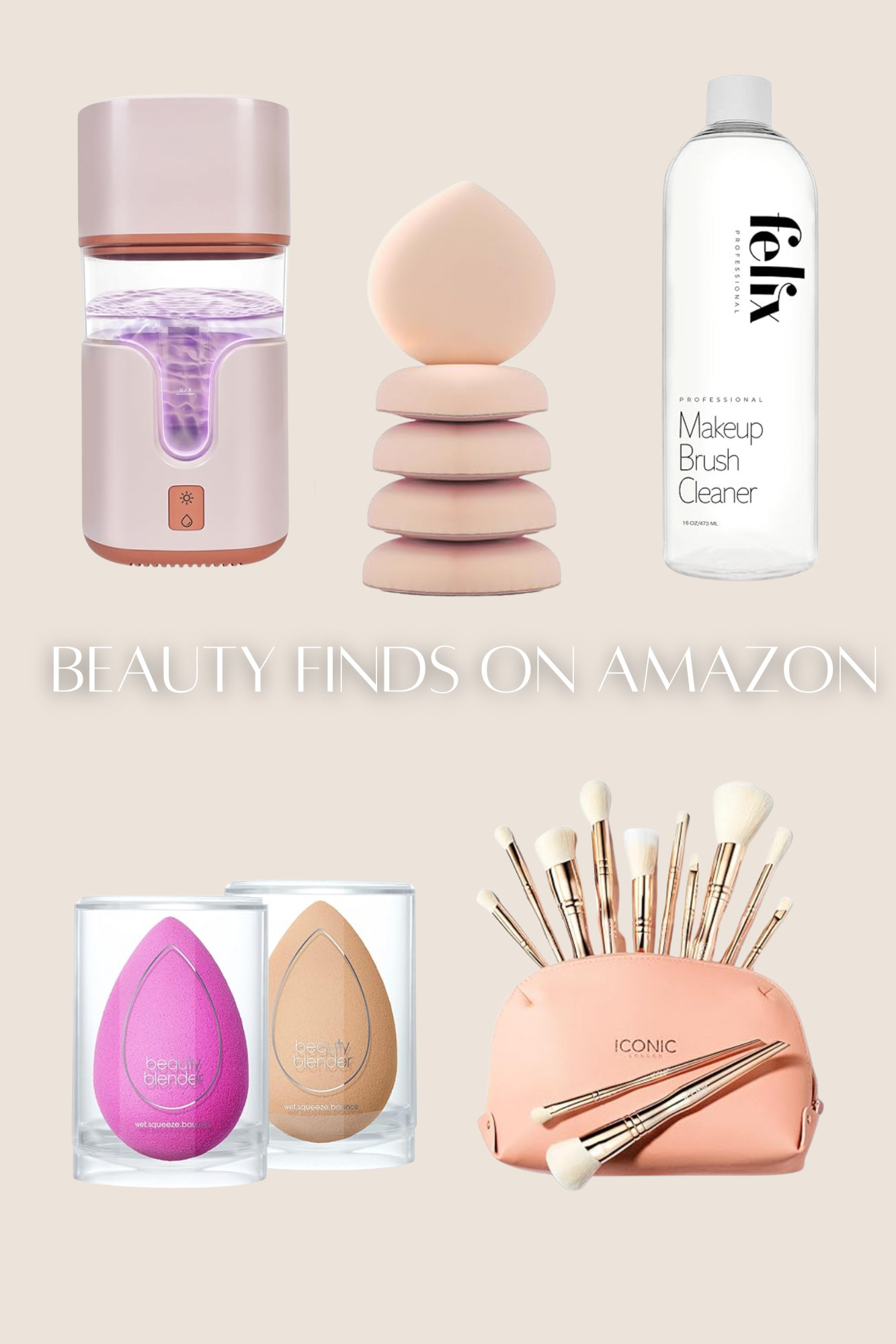 Beauty finds from amazon.
Makeup brushes + Sponges +
Electric brush cleaner!!! Shop here 

 #LTKWatchNow #LTKSaleAlert #LTKFindsUnder100