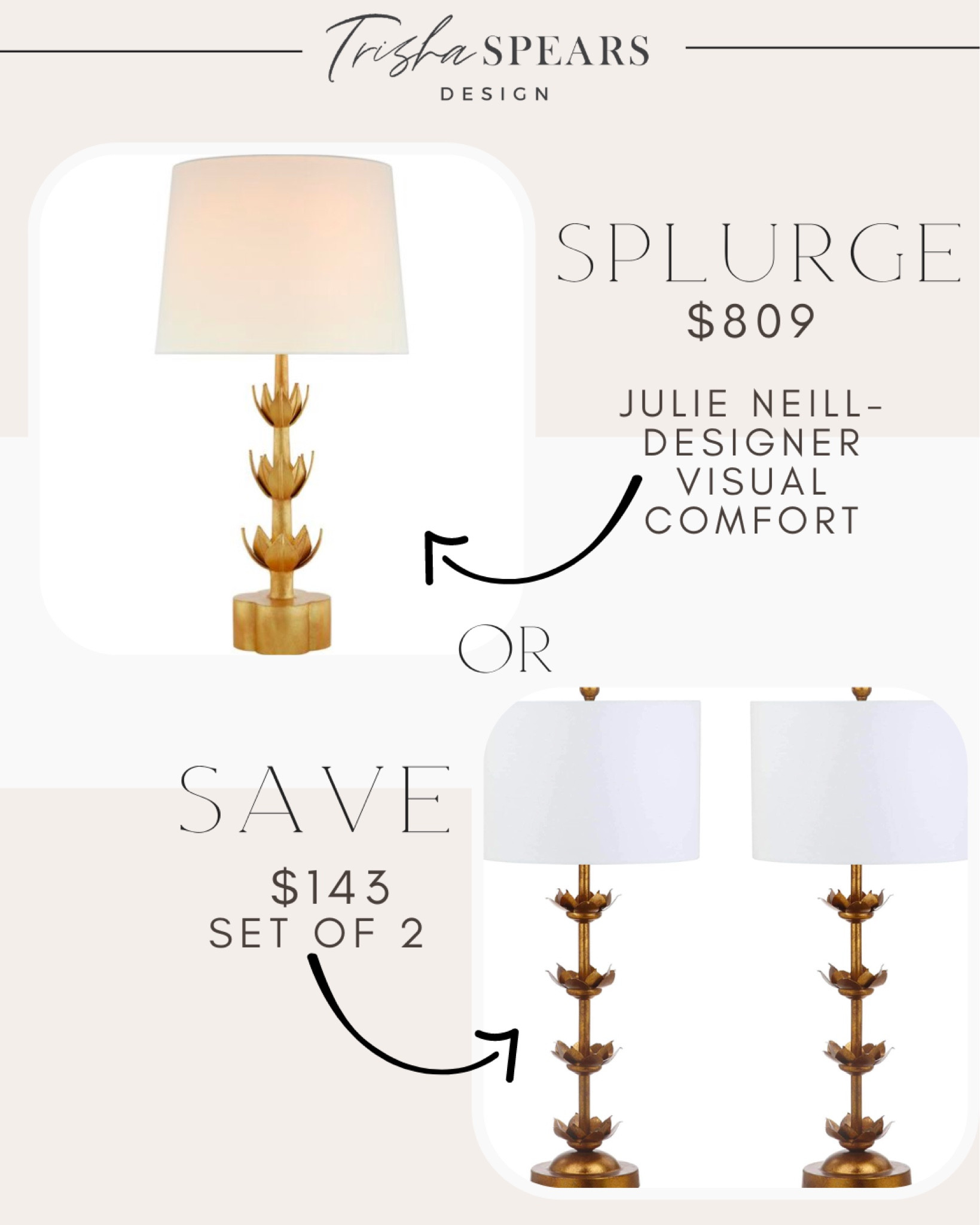 Splurge or save home decor finds. Visual comfort / safevieh / table lamp / gold lamp / flower lamp / Alberto / gilded / brass lamp / lamp shade 

#LTKstyletip #LTKsalealert #LTKhome