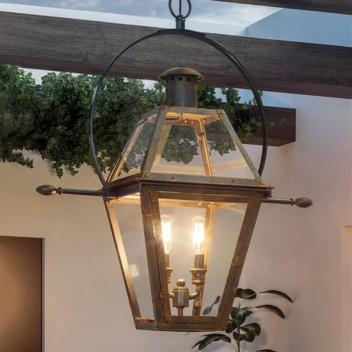UQL1378 Historic Outdoor Pendant Light, 23.5"H x 21.25"W, Bygone Bronze Finish, Paris Collection | Urban Ambiance, Inc.
