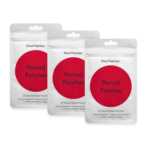 Kind Patches Period Patches - Period Relief Iron Patches with Menthol, Camphor, Chamomile, Lavender - Menstrual Relief - 3 Pack, 90 Patches | Amazon (US)
