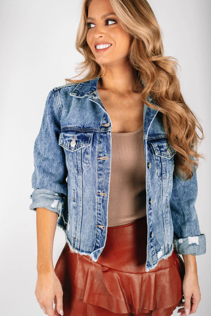 Plot Twist Denim Jacket - Medium Wash | The Impeccable Pig