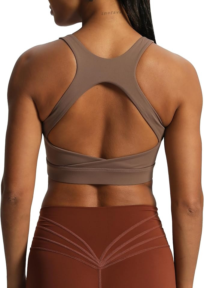 Aoxjox Women's Workout Sports Bras High Impact Fitness Backless Padded Training Gym Khloe Bra Yog... | Amazon (US)