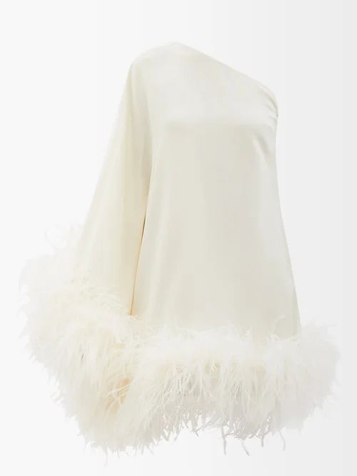 Taller Marmo - Piccolo Ubud One-shoulder Feather-trimmed Dress - Womens - Ivory | Matches (UK)