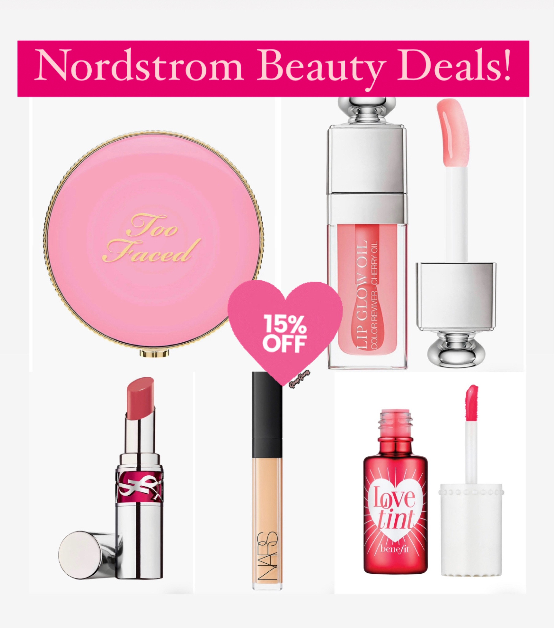 Beauty deals at Nordstrom. NARS benefit ysl beauty too faced blush on sale dior lip oil on sale! 

#LTKsalealert #LTKSale #LTKbeauty