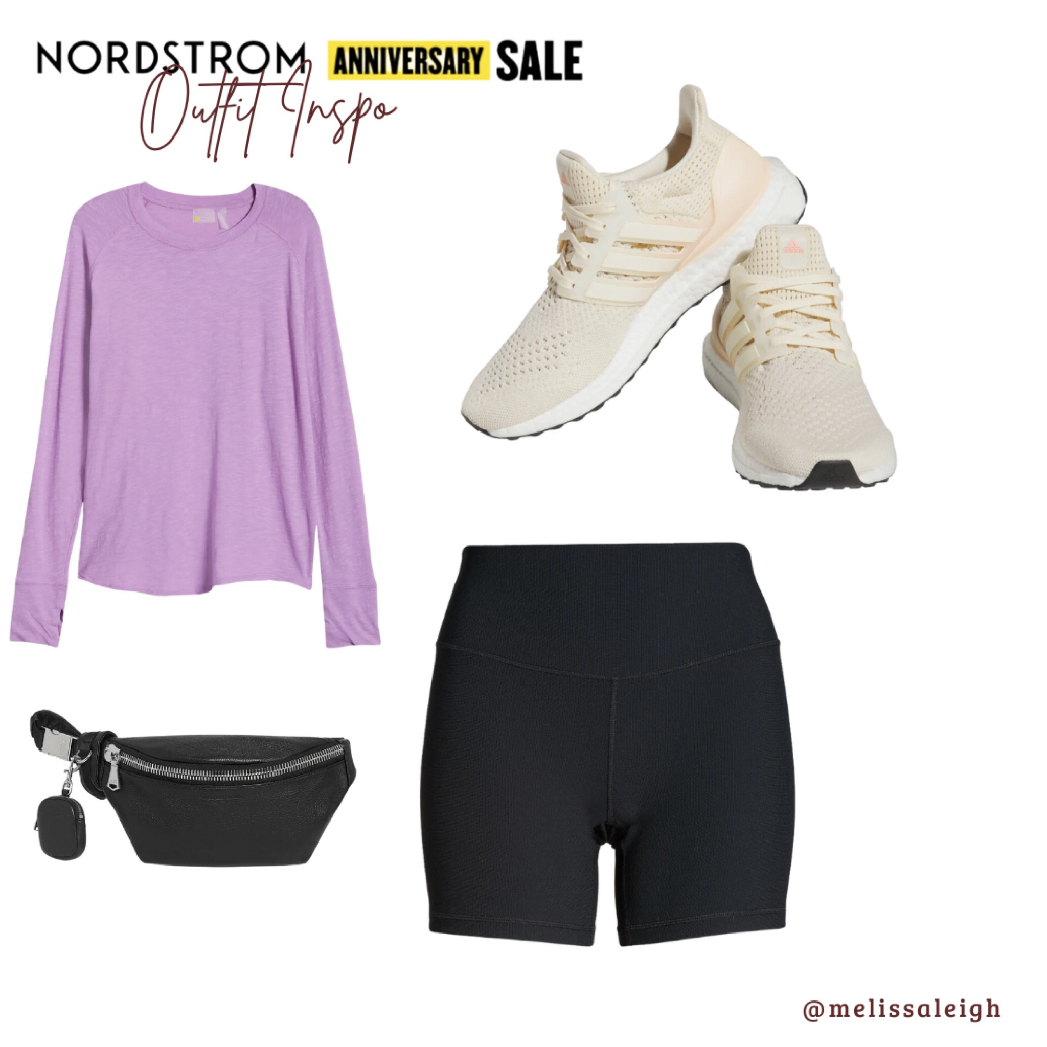 Nordstrom anniversary sale, Nordstrom, Nordstrom sale, n sale 2023, sale finds, fall fashion, fall style, staple items, athleisure outfit, purple long sleeve athletic top, biker shorts, adidas ultra boost white sneakers, belt bag 

#LTKFind #LTKFitness #LTKxNSale