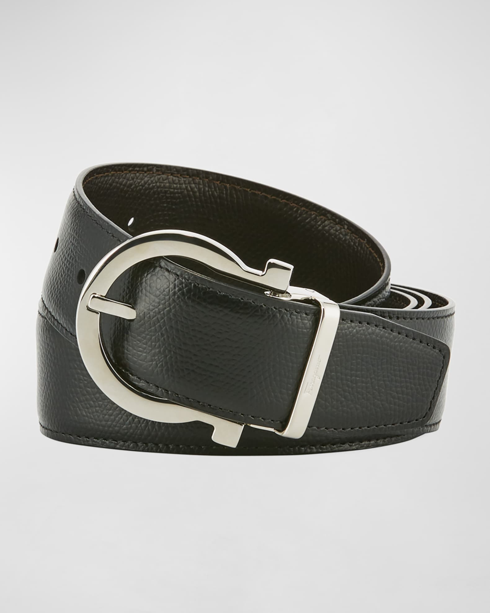 Men's Stamped Leather Gancio Buckle Belt | Neiman Marcus