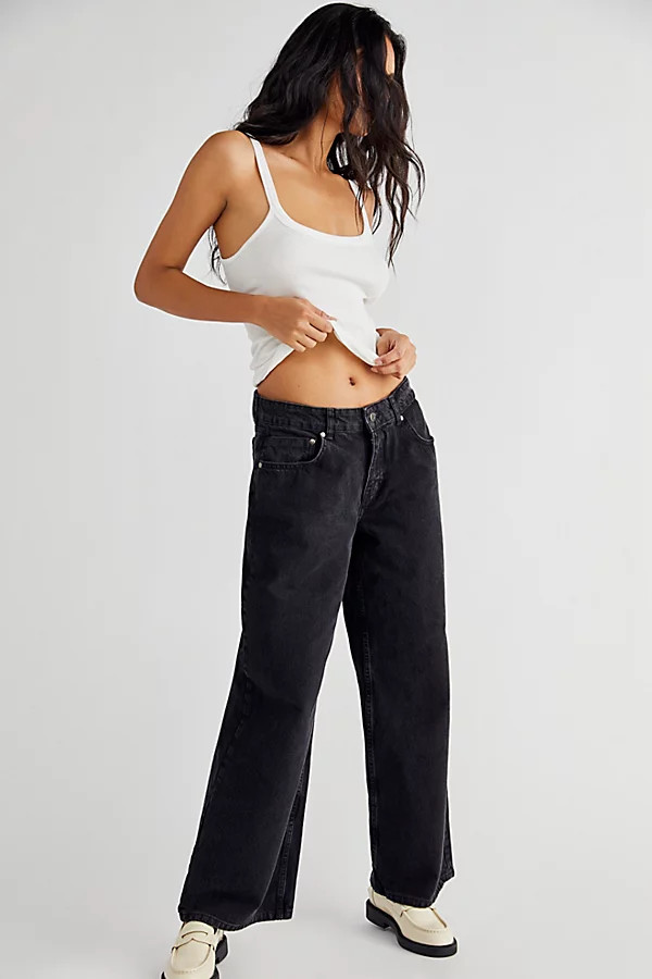 The Ragged Priest Low-Rise Baggy Jeans by The Ragged Priest at Free People, Charcoal, 30 | Free People (Global - UK&FR Excluded)