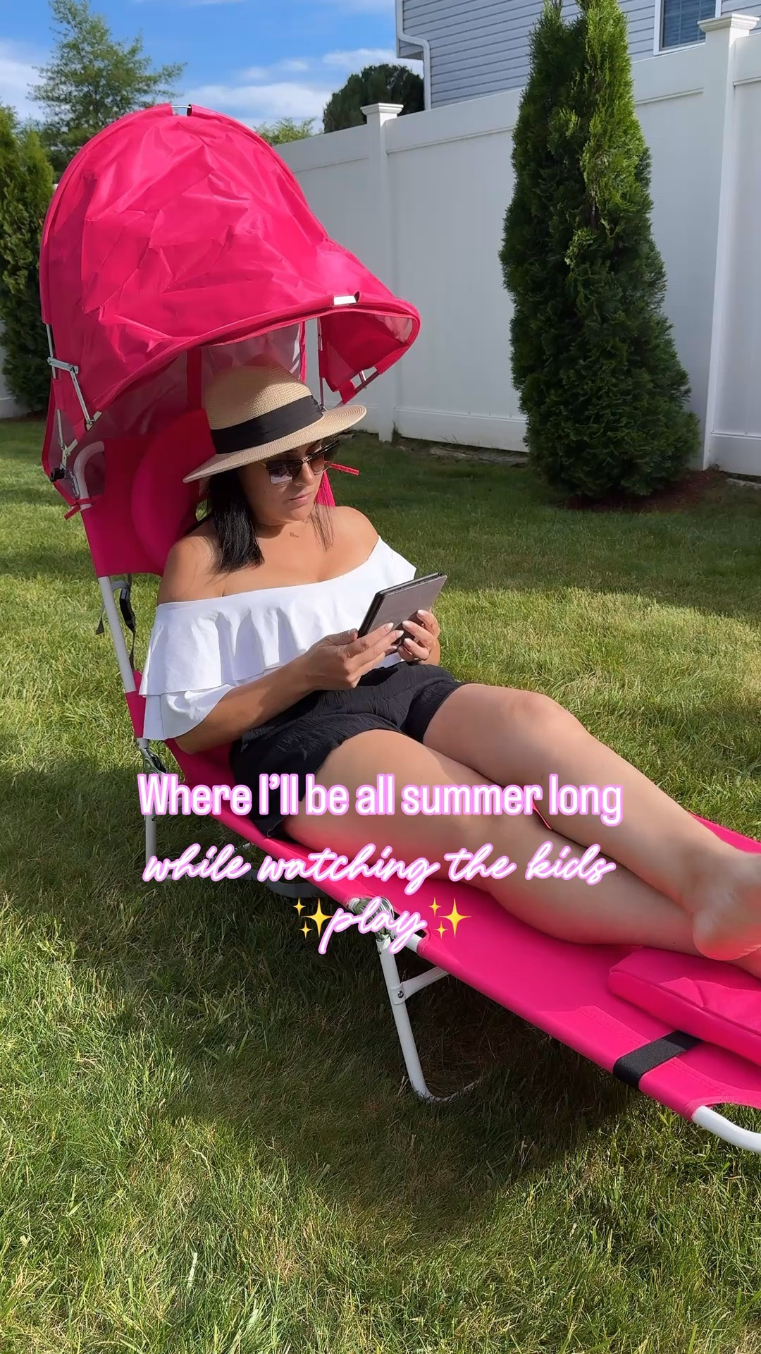Where you’ll find me all summer long while the kids play outside ☀️ this tanning lounge chair is so versatile and is perfect for chilling and sunbathing! I love that I can read my book while also getting a tan too! Also comes in different colors! 

Lounge chair, beach essentials, summer essentials, summer must haves, summer 2026, Amazon summer finds, beach finds, Amazon beach finds, summer must haves, Amazon must haves, outdoor must haves, beach must haves

#LTKSwim #LTKSeasonal
