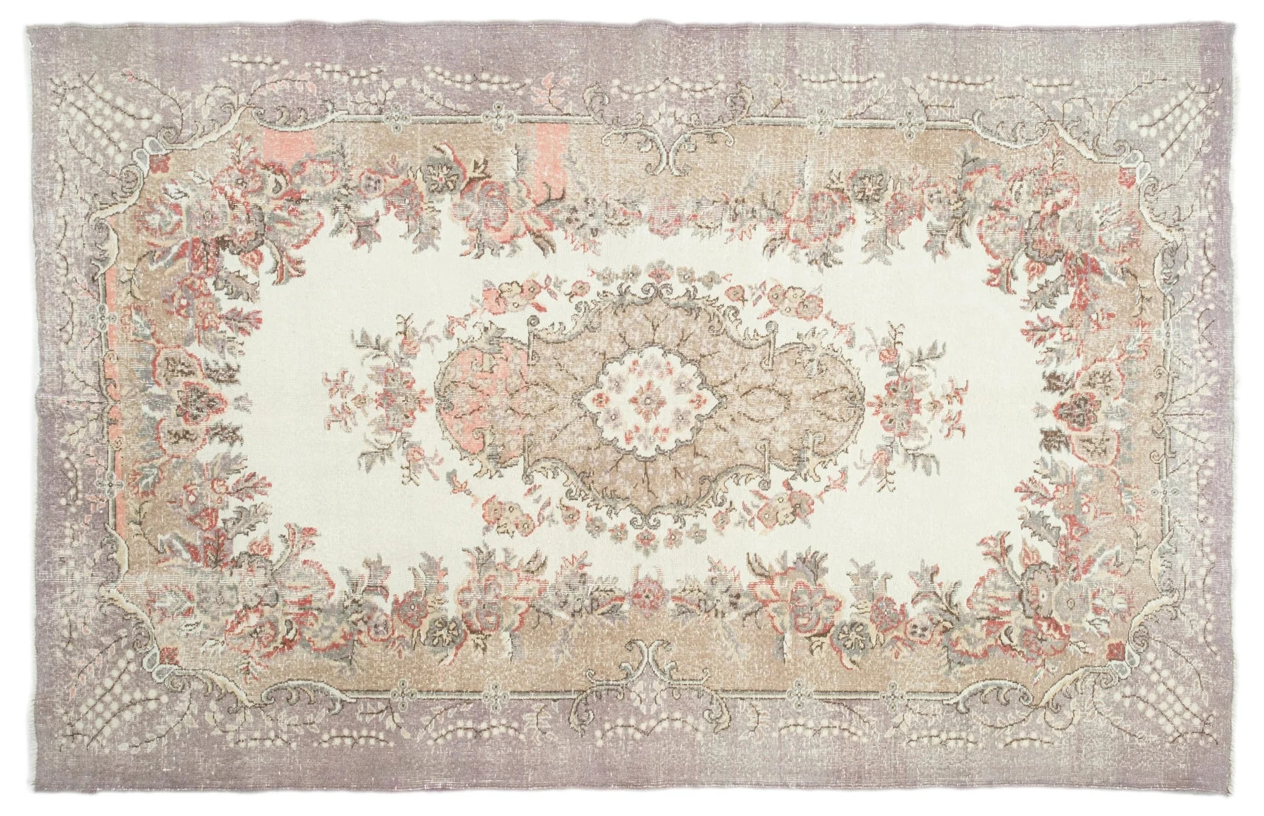 7' X 11' Vintage Distressed Rug, Beige - Solian | Revival Rugs Inc
