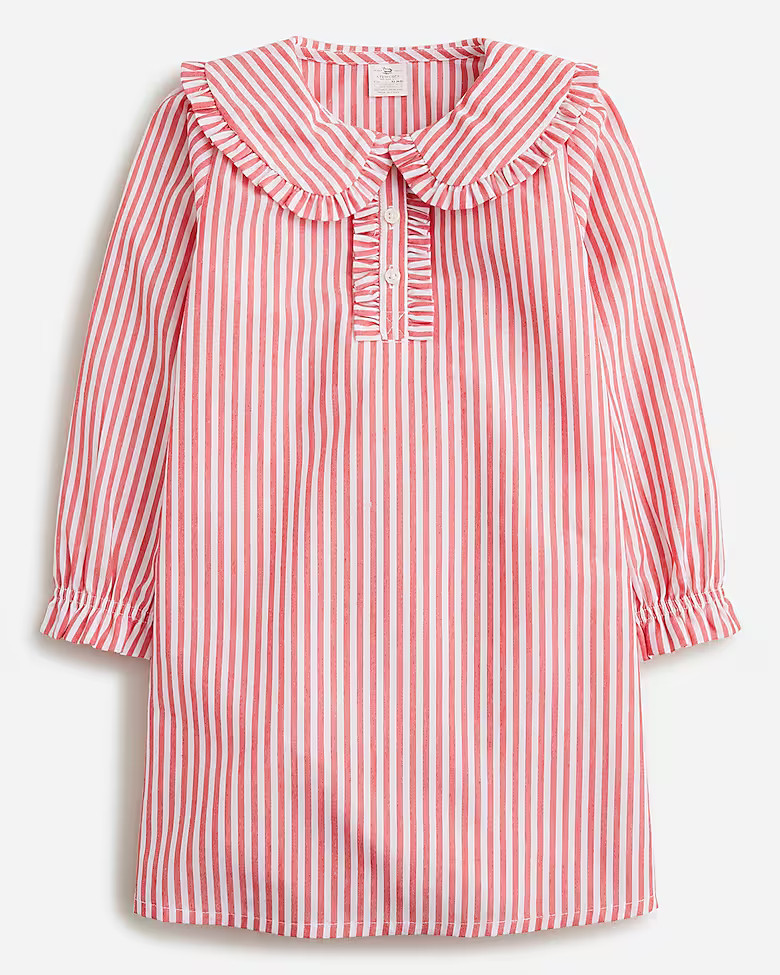 Girls' long-sleeve flannel nightgown in stripe | J. Crew US