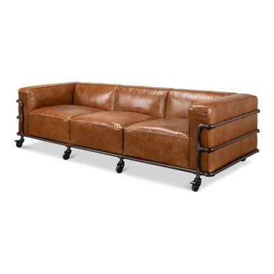 Antwerp 102" Genuine Leather Tuxedo Arm Sofa | Wayfair North America