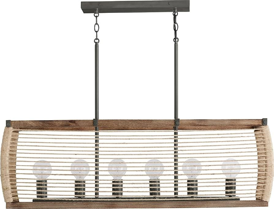 Capital Lighting 840361YG Jacob Rustic Hand-Woven Jute Rope Linear/Island Pendant, 6-Light 600 To... | Amazon (US)