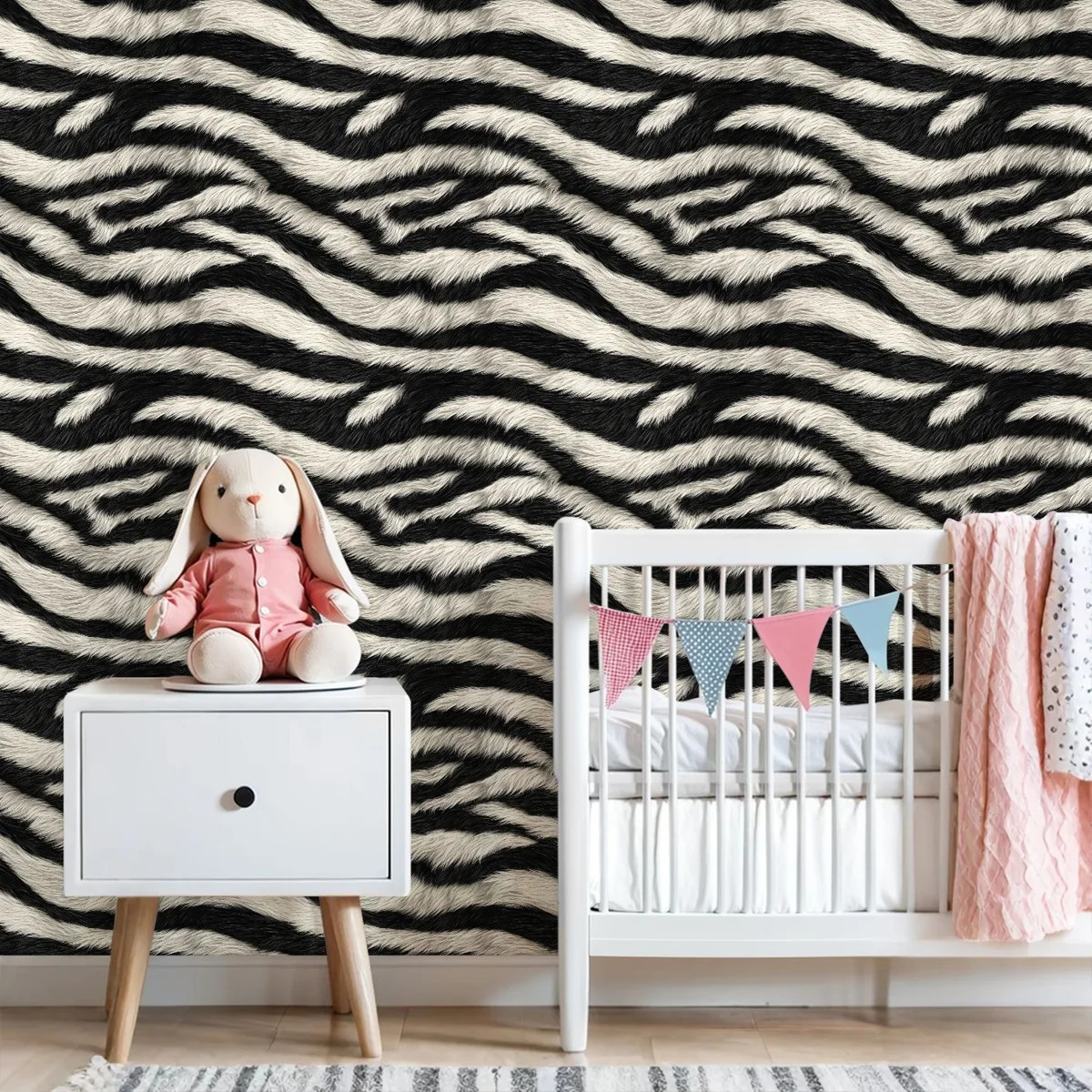 Peel and Stick Wallpaper Zebra Fur Black White Animal Print Abstract Contact Paper Removable Self... | Wayfair North America