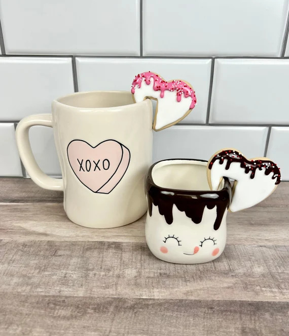 Valentine's Day Heart Mug Hugger | Faux Sugar Cookie Mug Hang for Rae Dunn & Marshmallow Mugs | F... | Etsy (US)
