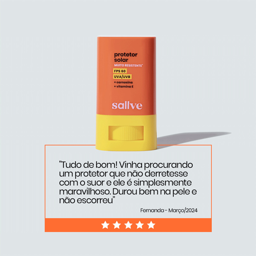 Protetor Solar Facial Sallve FPS 60 Super Resistente 15g Stick | Drogaria Sao Paulo (BR)