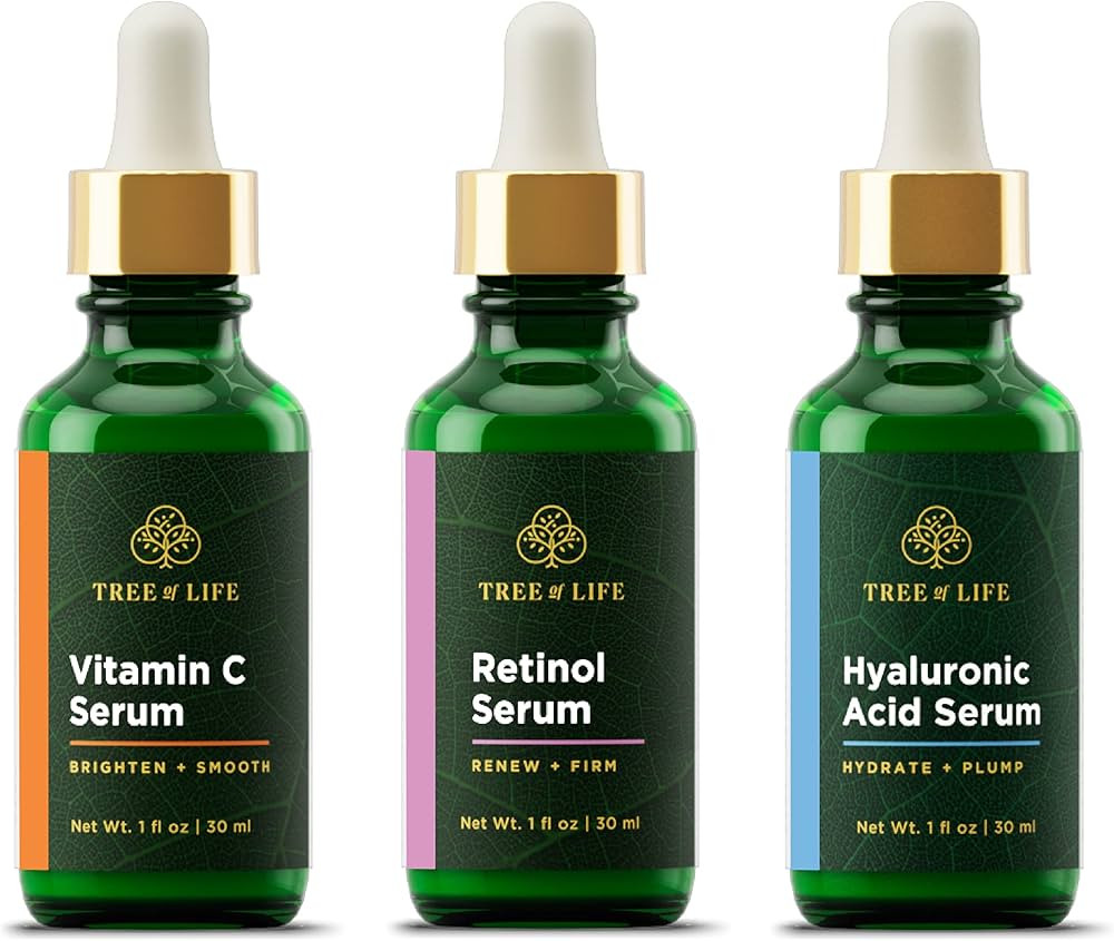 Tree of Life Vitamin C Serum, Retinol Serum and Hyaluronic Acid Serum for Brightening, Firming, a... | Amazon (US)