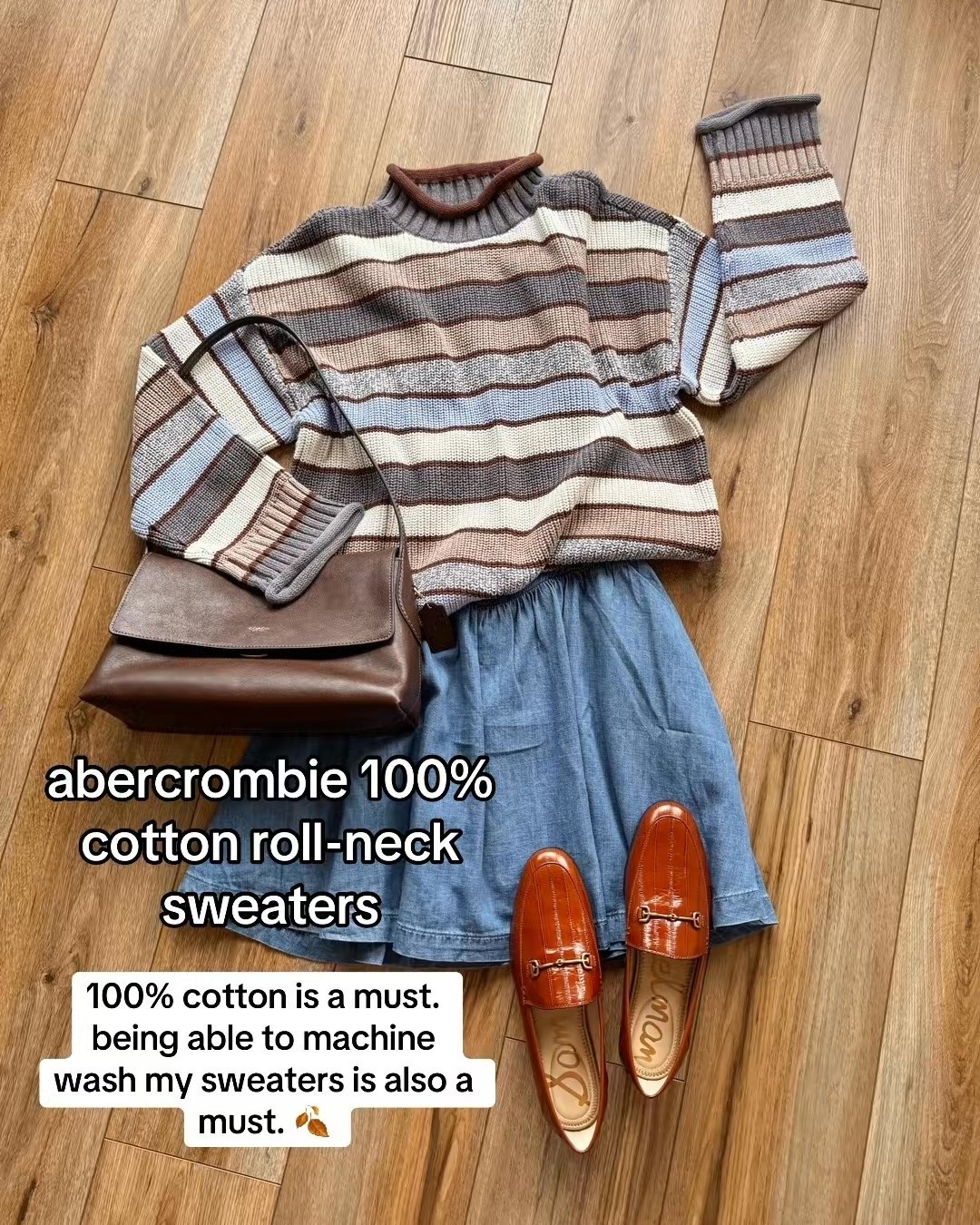 things worth your money: abercrombie 100% cotton sweater (striped version is currently sold out, but abercrombie usually restocks within a week or so)

#LTKSeasonal #LTKSaleAlert #LTKootd