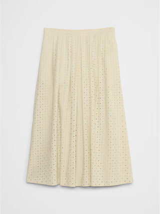 Pleated Eyelet Midi Skirt | Banana Republic Factory