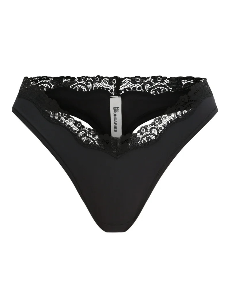 No Boundaries Women's Body Base Low Rise Thong with Lace Panty, Sizes XS to XXXL | Walmart (US)