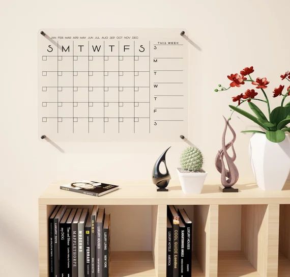 Large Acrylic Calendar, Dry Erase Monthly Acrylic Calendar, 2022 Wall Calendar | Etsy (US)