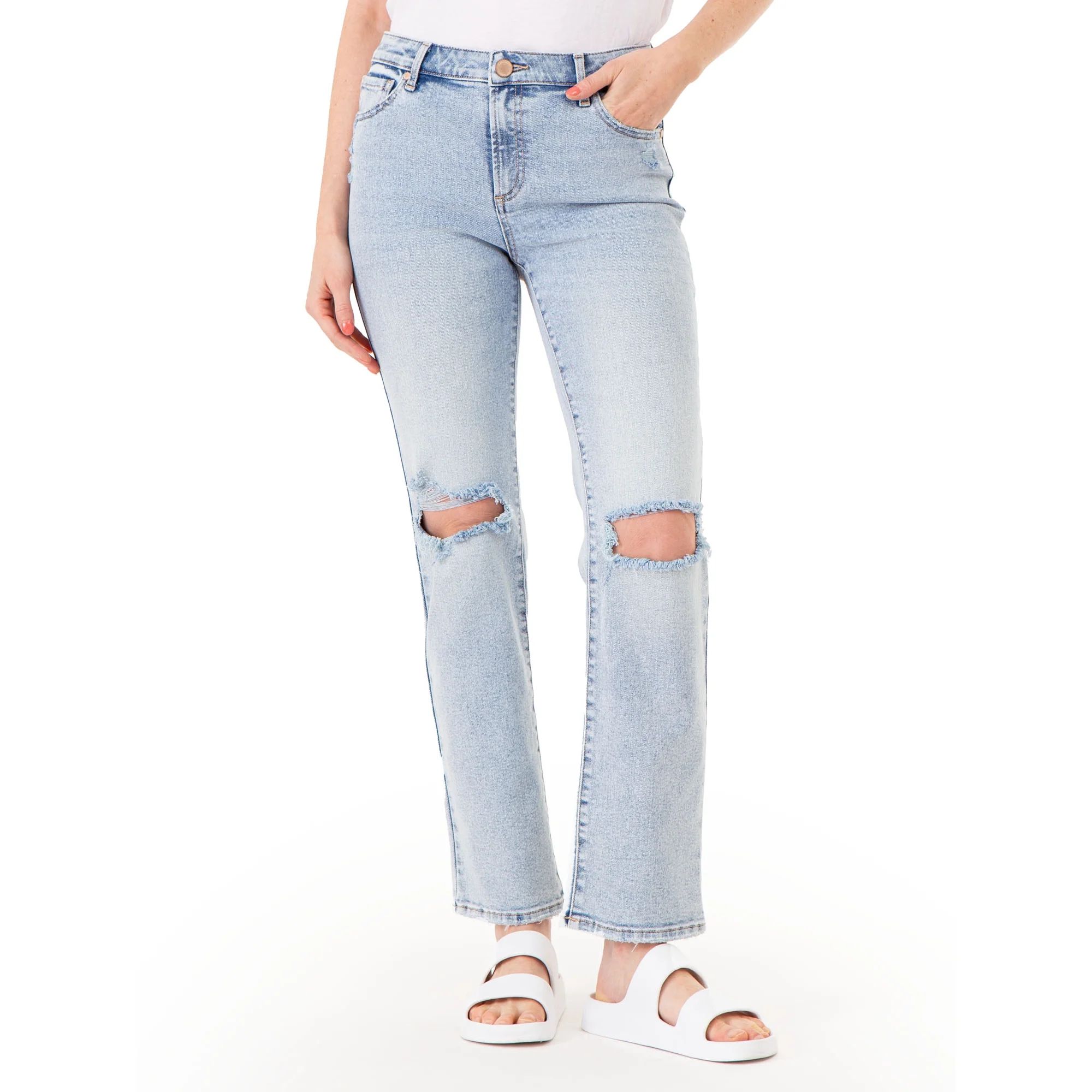 Jordache Women's High Rise Straight Jeans, Sizes 2-22 - Walmart.com | Walmart (US)