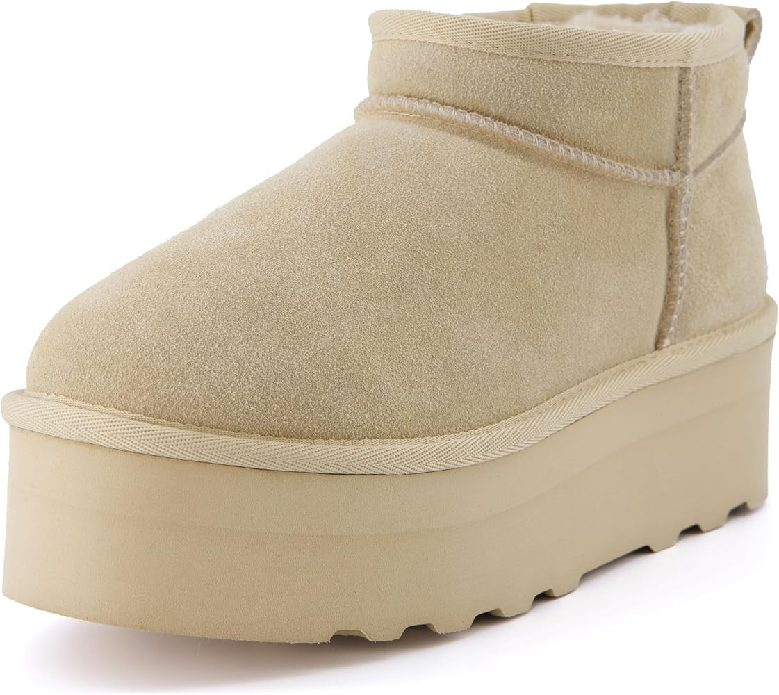 CUSHIONAIRE Hippy Women’s Platform Ankle Boots – Genuine Suede, Faux Fur Lining, Cozy Winter ... | Amazon (US)