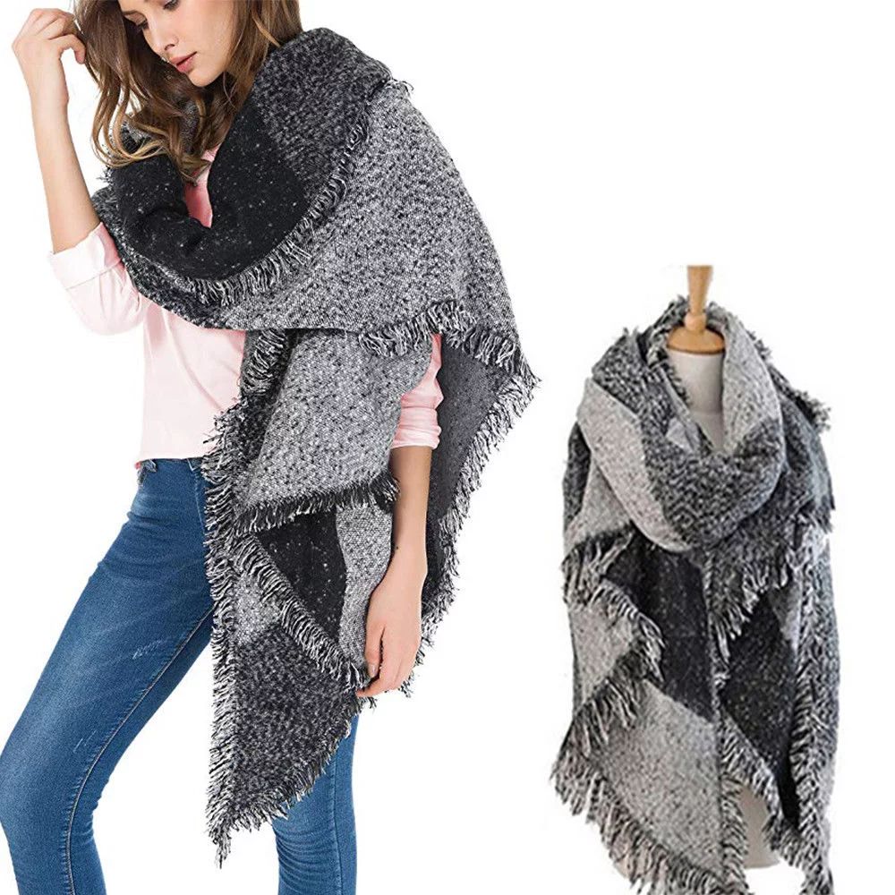 Women's Oversized Blanket Scarf Scarves Gift Gray - Walmart.com | Walmart (US)