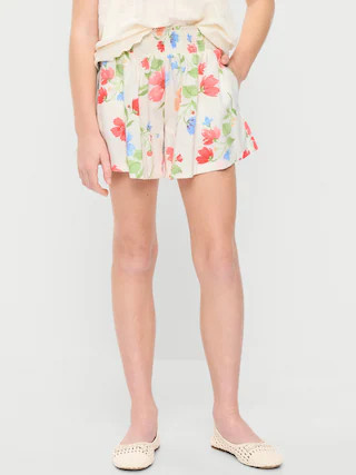 Printed Smocked-Waist Linen-Blend Shorts for Girls | Old Navy (US)