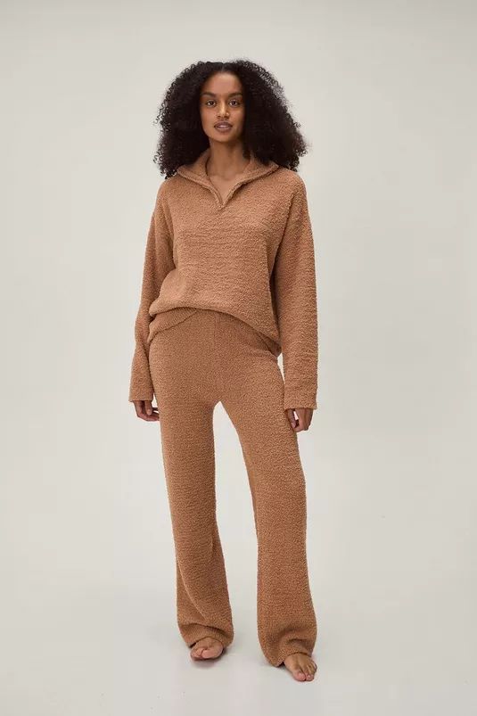 Popcorn Knit Wide Leg Lounge Pants | Nasty Gal (US)