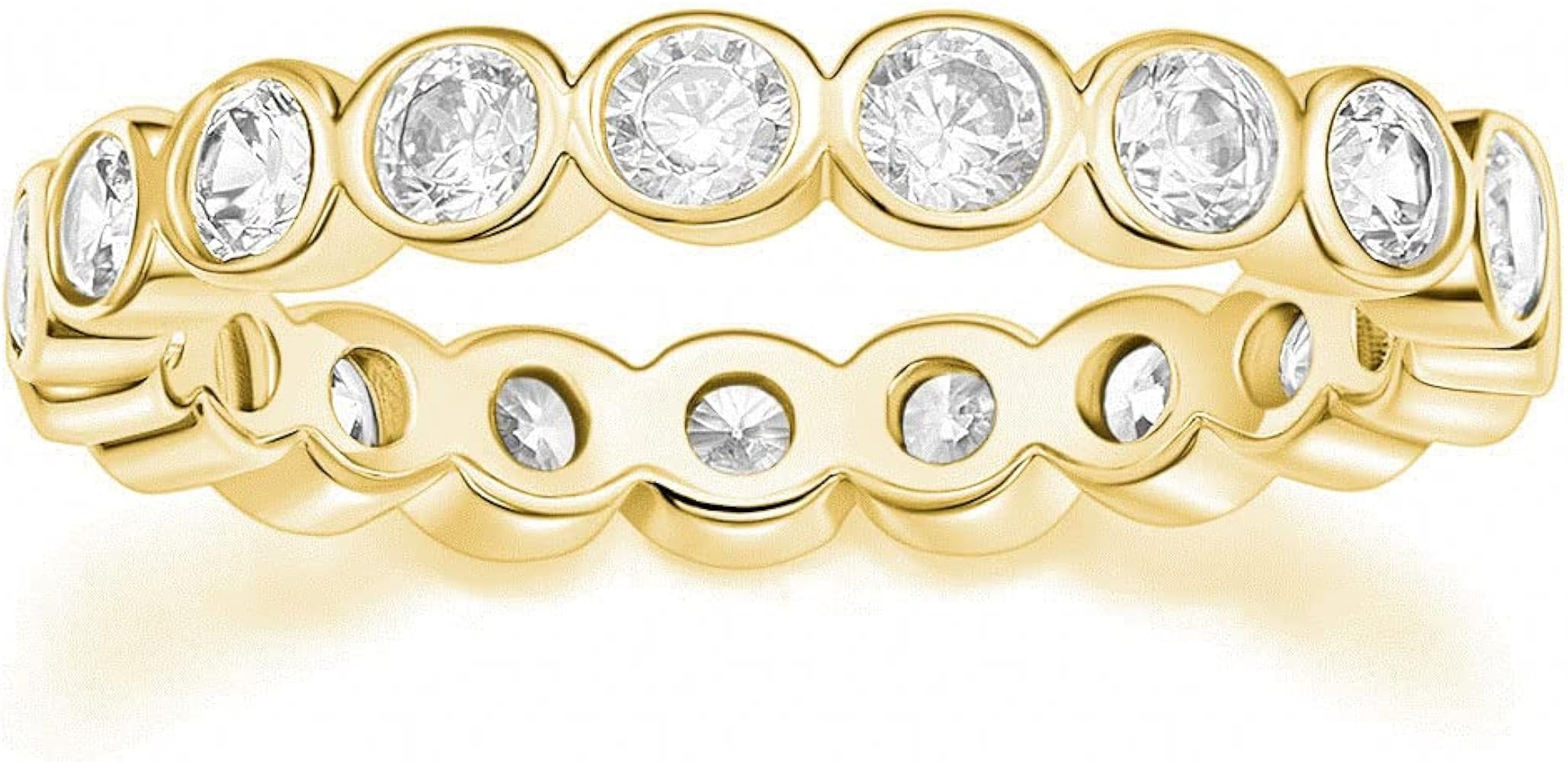 Mameloly 3.8mm Wedding Bands for Women Cubic Zirconia Full Eternity Stackable Engagement Promise ... | Amazon (US)