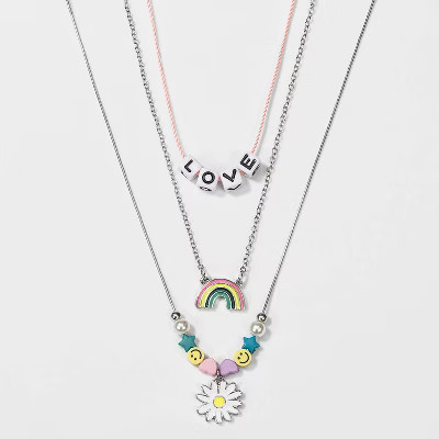 Girls' 3pk Layered Love and Rainbow Necklace - Cat & Jack™ | Target